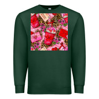 Sports Green valentines day coffee cups and love letter with xoxo and leopard seaml Premium Sweatshirt - BundleAndBundleShop