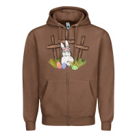 Floral Watercolor Easter Bunny Cross Zipper Hoodie | Teevron