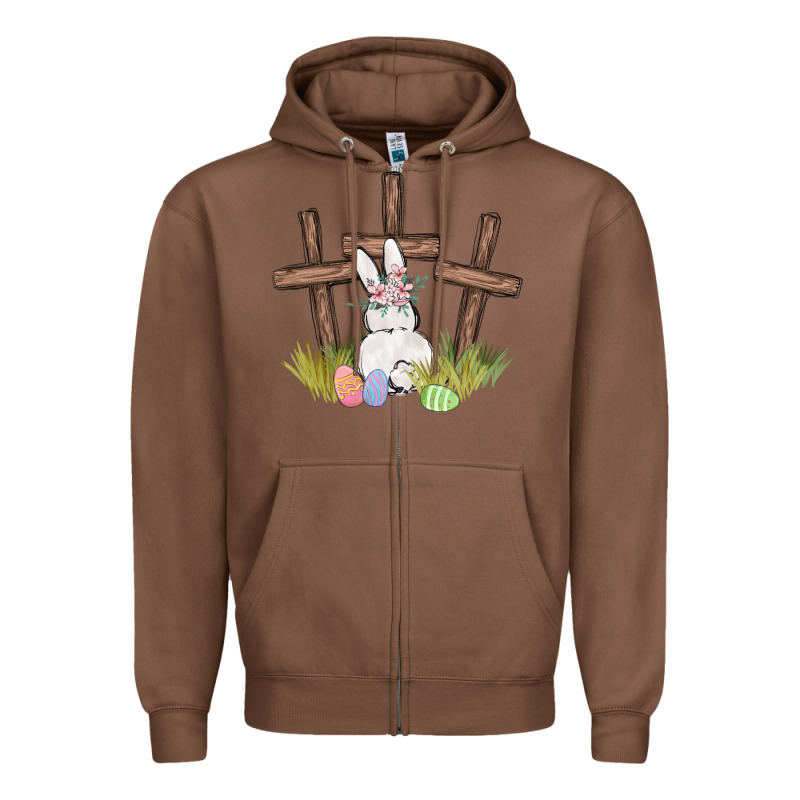 Floral Watercolor Easter Bunny Cross Zipper Hoodie by MaliasSmallBusiness | Teevron