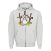 Dove Grey floral watercolor easter bunny cross Zipper Hoodie - MaliasSmallBusiness