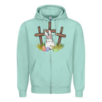 Seafoam floral watercolor easter bunny cross Zipper Hoodie - MaliasSmallBusiness