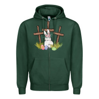 Sports Green floral watercolor easter bunny cross Zipper Hoodie - MaliasSmallBusiness