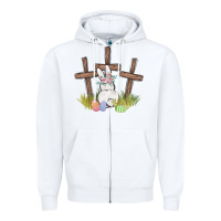 White floral watercolor easter bunny cross Zipper Hoodie - MaliasSmallBusiness