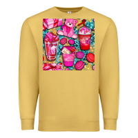 Antique Gold valentines day with love coffee cups  seamless pattern bbs Premium Sweatshirt - BundleAndBundleShop
