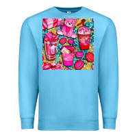 Ocean Blue valentines day with love coffee cups  seamless pattern bbs Premium Sweatshirt - BundleAndBundleShop