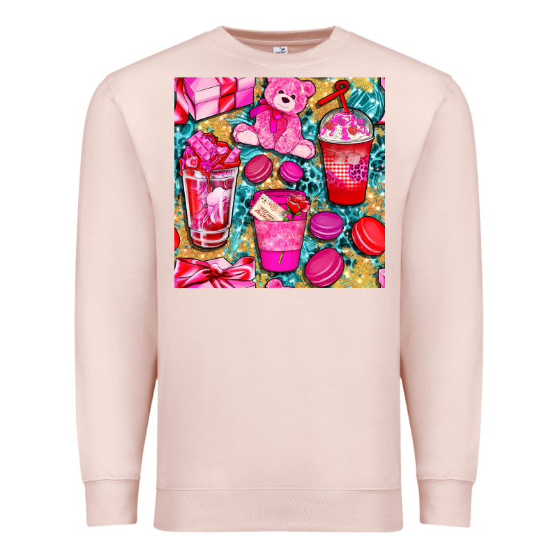 Valentines Day With Love Coffee Cups  Seamless Pattern Bbs Premium Sweatshirt by BundleAndBundleShop | Teevron