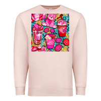 Pale Pink valentines day with love coffee cups  seamless pattern bbs Premium Sweatshirt - BundleAndBundleShop