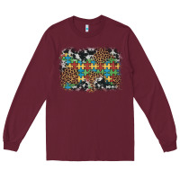 Burgundy autism awareness leopard cowhide background Long Sleeve Tee - Artiststas