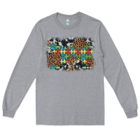 Heather Grey autism awareness leopard cowhide background Long Sleeve Tee - Artiststas