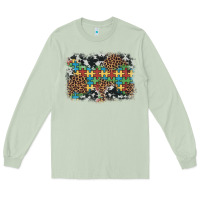 Matcha autism awareness leopard cowhide background Long Sleeve Tee - Artiststas
