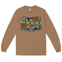 Toasted Coconut autism awareness leopard cowhide background Long Sleeve Tee - Artiststas