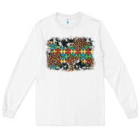 White autism awareness leopard cowhide background Long Sleeve Tee - Artiststas