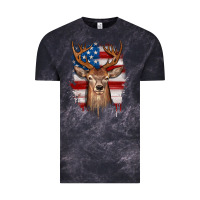 Cloud Black deer american flag Vintage Tee - JahusDesignShop