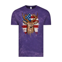 Cloud Purple deer american flag Vintage Tee - JahusDesignShop