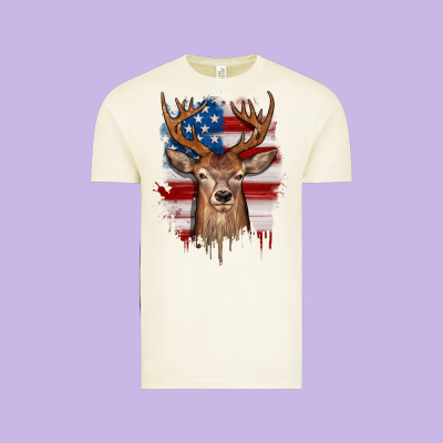 Deer American Flag Vintage Tee Designed By Jahusdesignshop