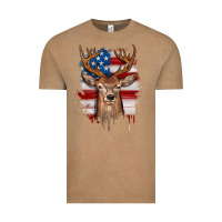 Vintage Coffee deer american flag Vintage Tee - JahusDesignShop