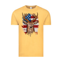 Vintage Mustard deer american flag Vintage Tee - JahusDesignShop