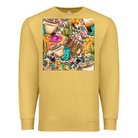Antique Gold western cowgirl coffee cup with cowhide seamless pattern bbs Premium Sweatshirt - BundleAndBundleShop