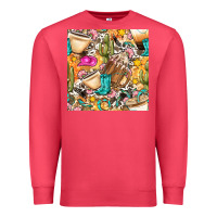 Cardinal western cowgirl coffee cup with cowhide seamless pattern bbs Premium Sweatshirt - BundleAndBundleShop