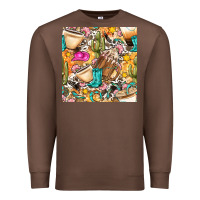 Chestnut western cowgirl coffee cup with cowhide seamless pattern bbs Premium Sweatshirt - BundleAndBundleShop