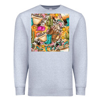 Heather Grey western cowgirl coffee cup with cowhide seamless pattern bbs Premium Sweatshirt - BundleAndBundleShop