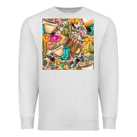 Oatmeal Heather western cowgirl coffee cup with cowhide seamless pattern bbs Premium Sweatshirt - BundleAndBundleShop