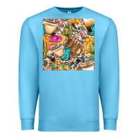 Ocean Blue western cowgirl coffee cup with cowhide seamless pattern bbs Premium Sweatshirt - BundleAndBundleShop
