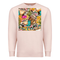 Pale Pink western cowgirl coffee cup with cowhide seamless pattern bbs Premium Sweatshirt - BundleAndBundleShop