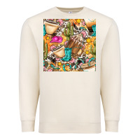 Sandshell western cowgirl coffee cup with cowhide seamless pattern bbs Premium Sweatshirt - BundleAndBundleShop