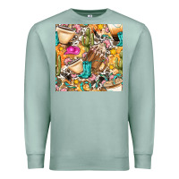 Seafoam western cowgirl coffee cup with cowhide seamless pattern bbs Premium Sweatshirt - BundleAndBundleShop