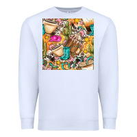White western cowgirl coffee cup with cowhide seamless pattern bbs Premium Sweatshirt - BundleAndBundleShop