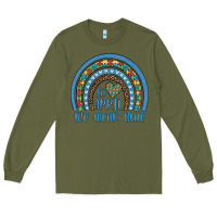 Army Green in april we wear blue autism awareness leopard rainbow Long Sleeve Tee - Artiststas