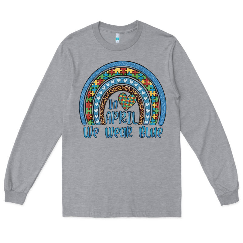 In April We Wear Blue Autism Awareness Leopard Rainbow Long Sleeve Tee by Artiststas | Teevron