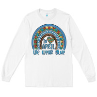 White in april we wear blue autism awareness leopard rainbow Long Sleeve Tee - Artiststas