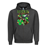 Charcoal Heather lucky cowboy Zipper Hoodie - MaliasSmallBusiness