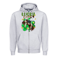 Heather Grey lucky cowboy Zipper Hoodie - MaliasSmallBusiness