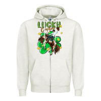 Oatmeal Heather lucky cowboy Zipper Hoodie - MaliasSmallBusiness
