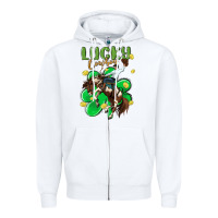 White lucky cowboy Zipper Hoodie - MaliasSmallBusiness