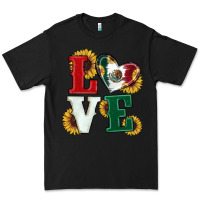 Black Mexican Flag With Sunflowers Love Premium Tee - RanaPortraitStore