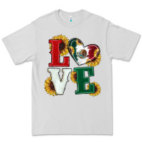 Dove Grey Mexican Flag With Sunflowers Love Premium Tee - RanaPortraitStore
