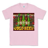 Bubblegum Pink cold beer with beer bottles Classic Tee - AdoDesignShop