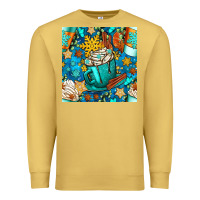 Antique Gold winter coffee cups and snow with plaid seamless pattern bbs Premium Sweatshirt - BundleAndBundleShop