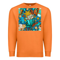 Carrot winter coffee cups and snow with plaid seamless pattern bbs Premium Sweatshirt - BundleAndBundleShop