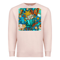 Pale Pink winter coffee cups and snow with plaid seamless pattern bbs Premium Sweatshirt - BundleAndBundleShop