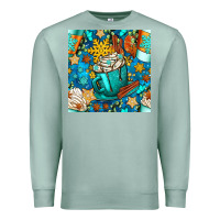 Seafoam winter coffee cups and snow with plaid seamless pattern bbs Premium Sweatshirt - BundleAndBundleShop