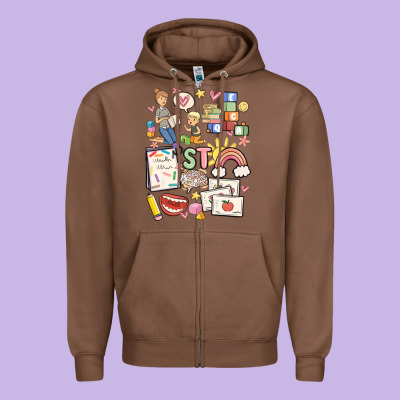 Can't Talk Right Now Doing Speech Therapy Stuff Zipper Hoodie Designed By Maliassmallbusiness