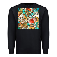 Black western indian coffee cups with aztec seamless pattern bbs Premium Sweatshirt - BundleAndBundleShop