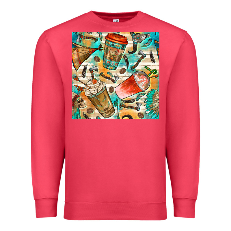 Western Indian Coffee Cups With Aztec Seamless Pattern Bbs Premium Sweatshirt by BundleAndBundleShop | Teevron