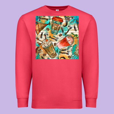 Western Indian Coffee Cups With Aztec Seamless Pattern Bbs Premium Sweatshirt Designed By Bundleandbundleshop