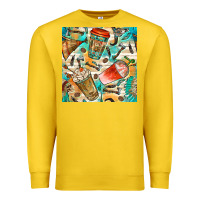 Lemon western indian coffee cups with aztec seamless pattern bbs Premium Sweatshirt - BundleAndBundleShop